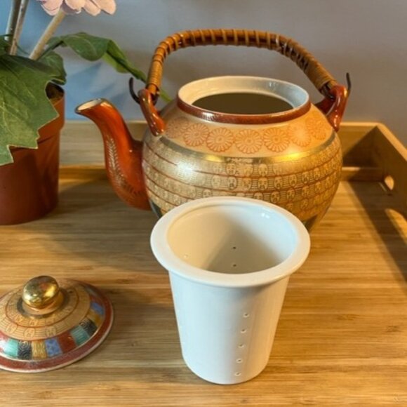 Vintage Japanese Teapot 1000 faces buddhas teapot with ceramic strainer * READ* - Picture 8 of 10
